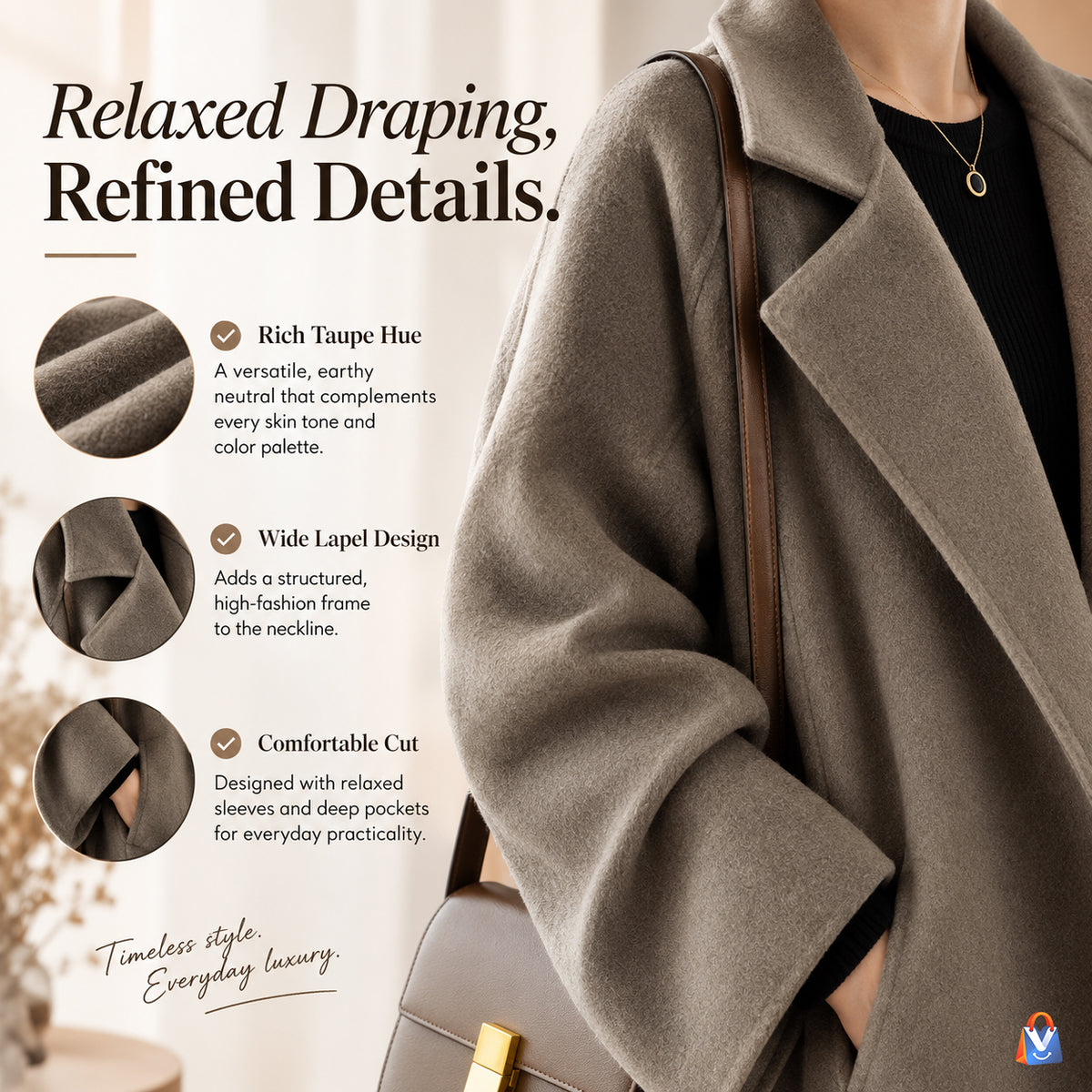 Women's Reversible Long Cashmere Coat — product features