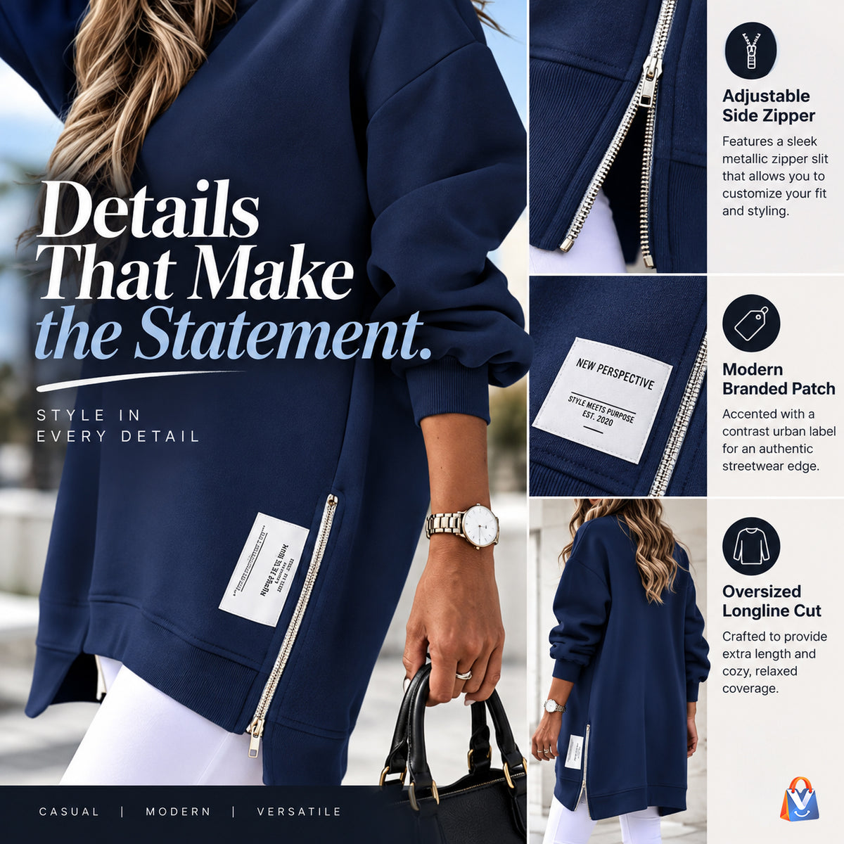 Zip Neck Sweatshirt Dress — product features