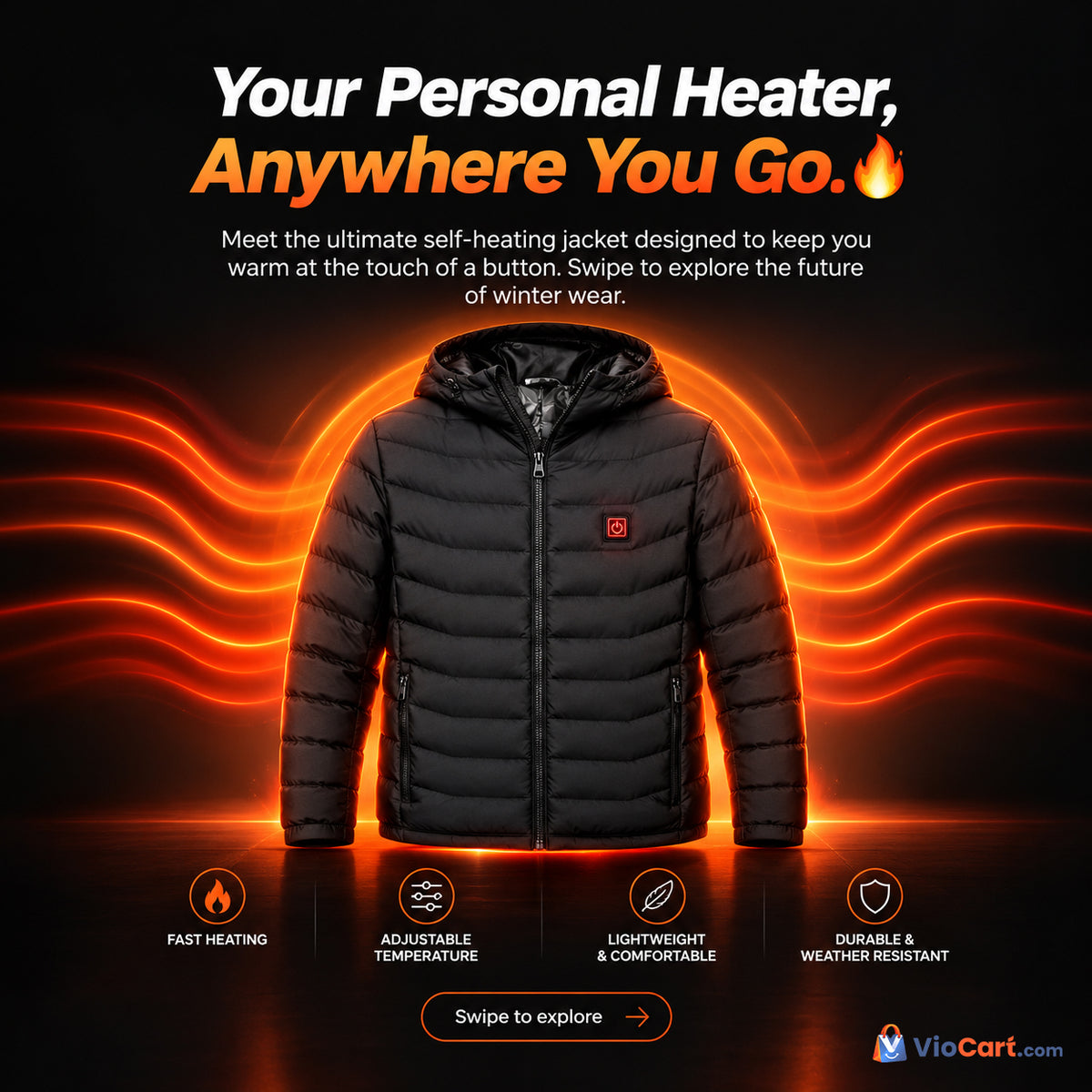 Men's USB Heated Winter Jacket — product styling