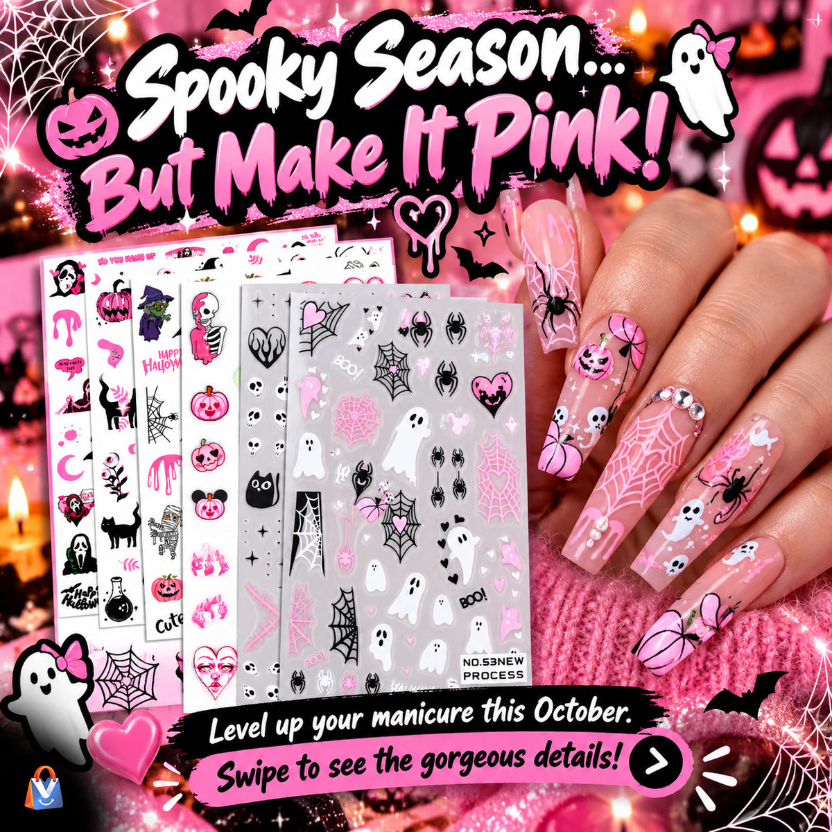 3D Halloween Nail Stickers – 6 Sheets — product styling