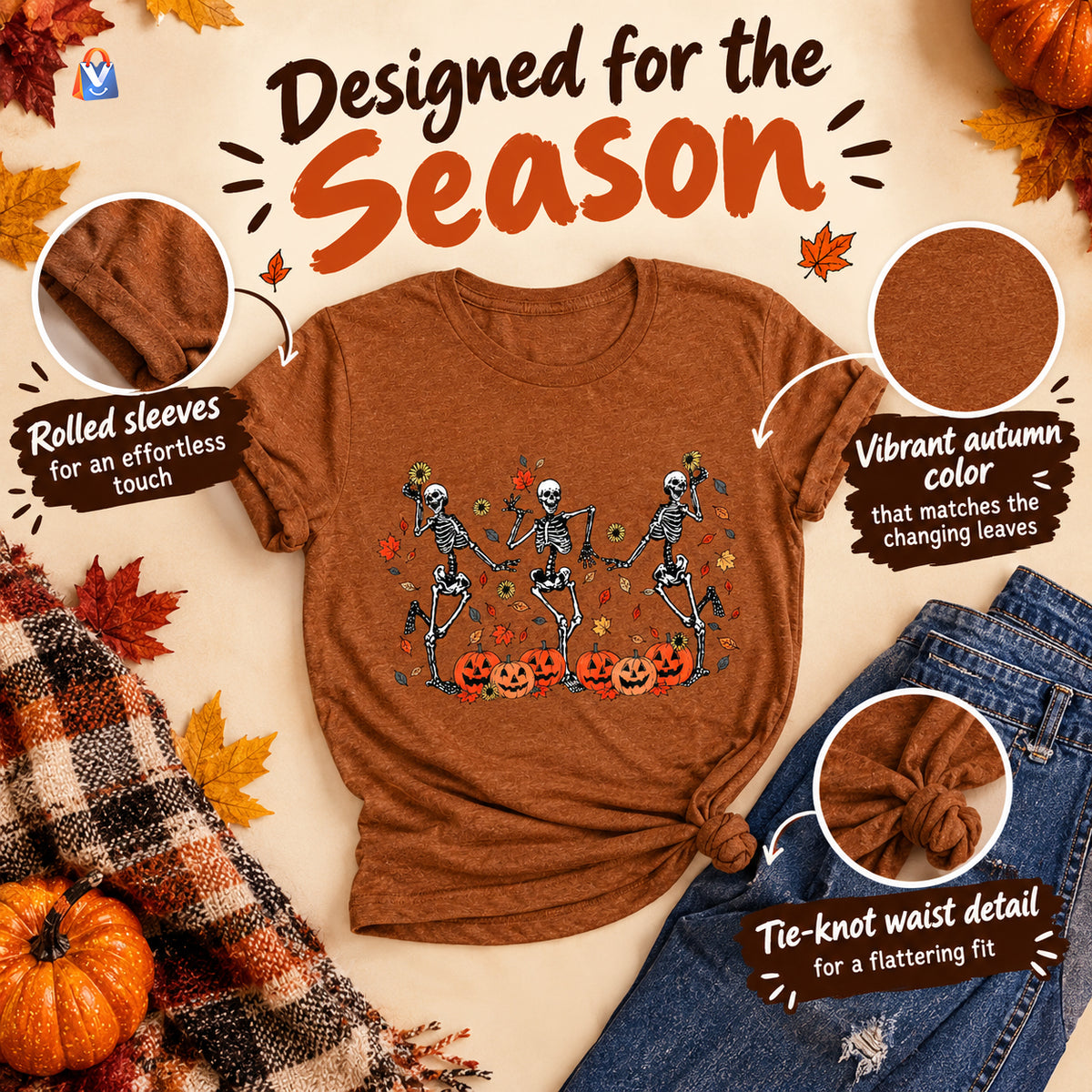 Women's Dancing Skeleton Halloween T-Shirt — product features