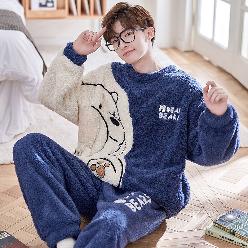 Men's Thickened Plush Winter Home Suit for Autumn/Winter