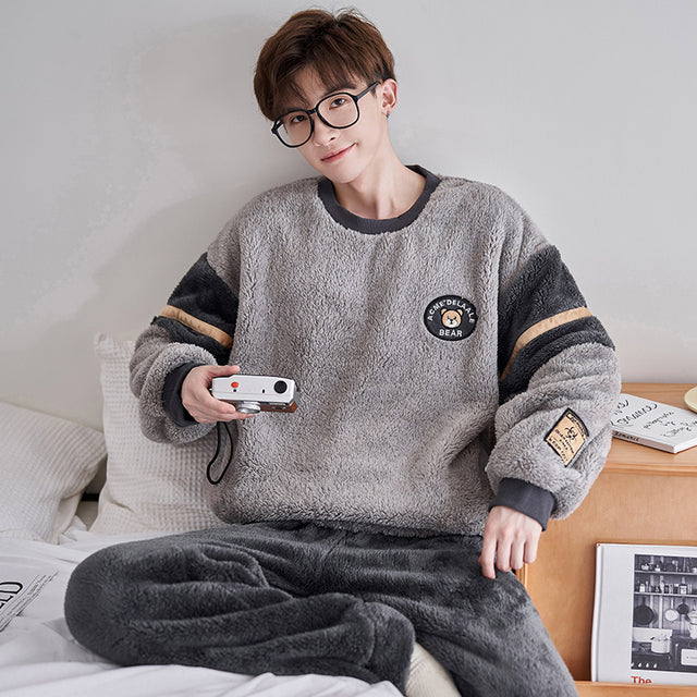 Men's Thickened Plush Winter Home Suit for Autumn/Winter