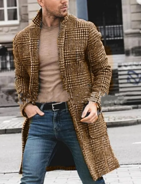 Men’s Mid-Length Wool Winter Coat
