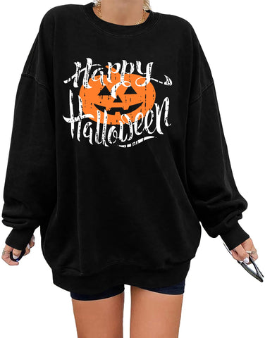 Women's Oversized Pumpkin Halloween Sweatshirt