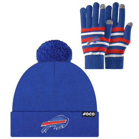 FOCO Buffalo Bills Winter Hat & Gloves Set