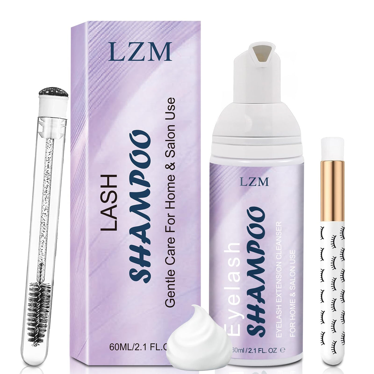 LZM Lash Shampoo Kit for Eyelash Extensions – 60 ml