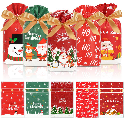 HRX Christmas Drawstring Treat Bags – 50 Pack