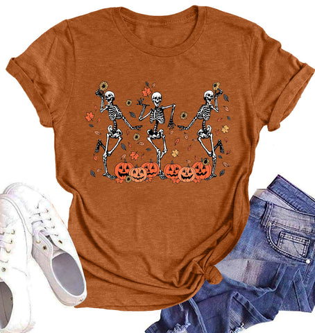 Women's Dancing Skeleton Halloween T-Shirt
