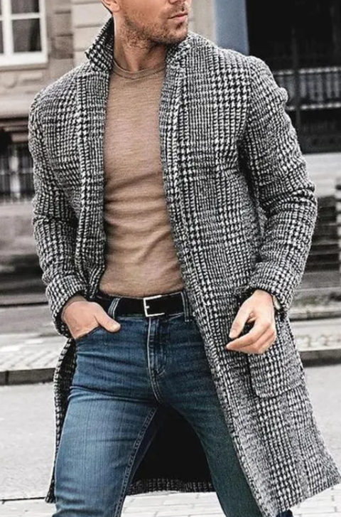 Men’s Mid-Length Wool Winter Coat