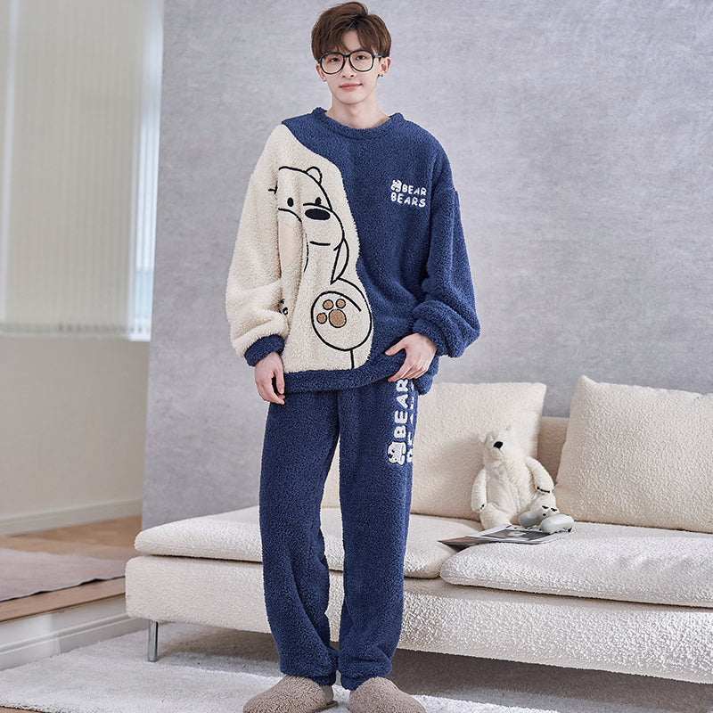 Men's Thickened Plush Winter Home Suit for Autumn/Winter