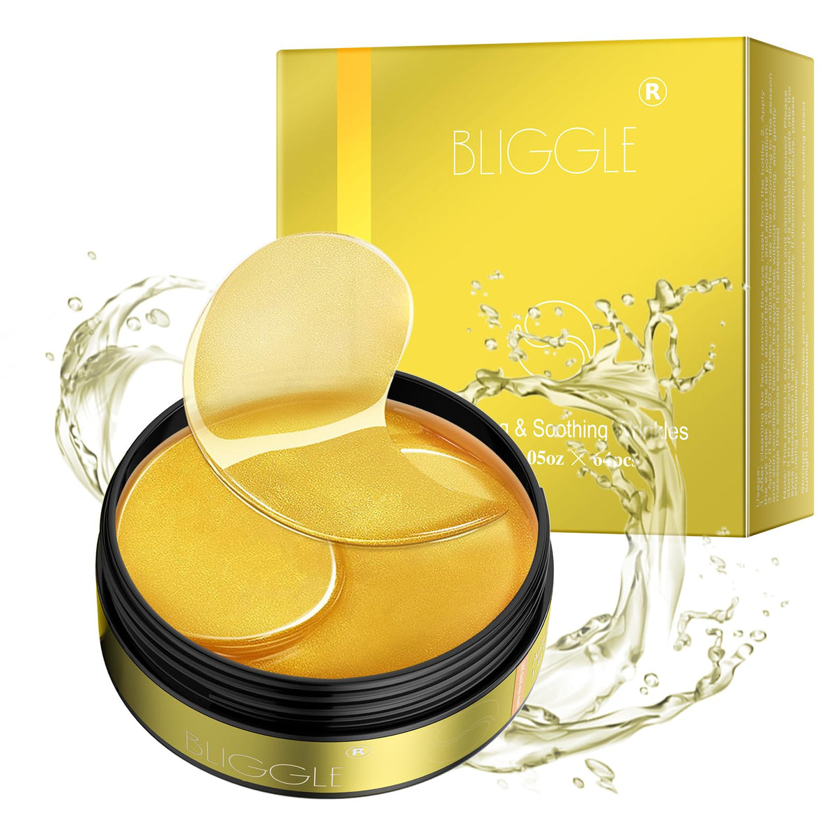 BLIGGLE 24K Gold Under Eye Patches – 64 Count