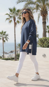 Zip Neck Sweatshirt Dress — video