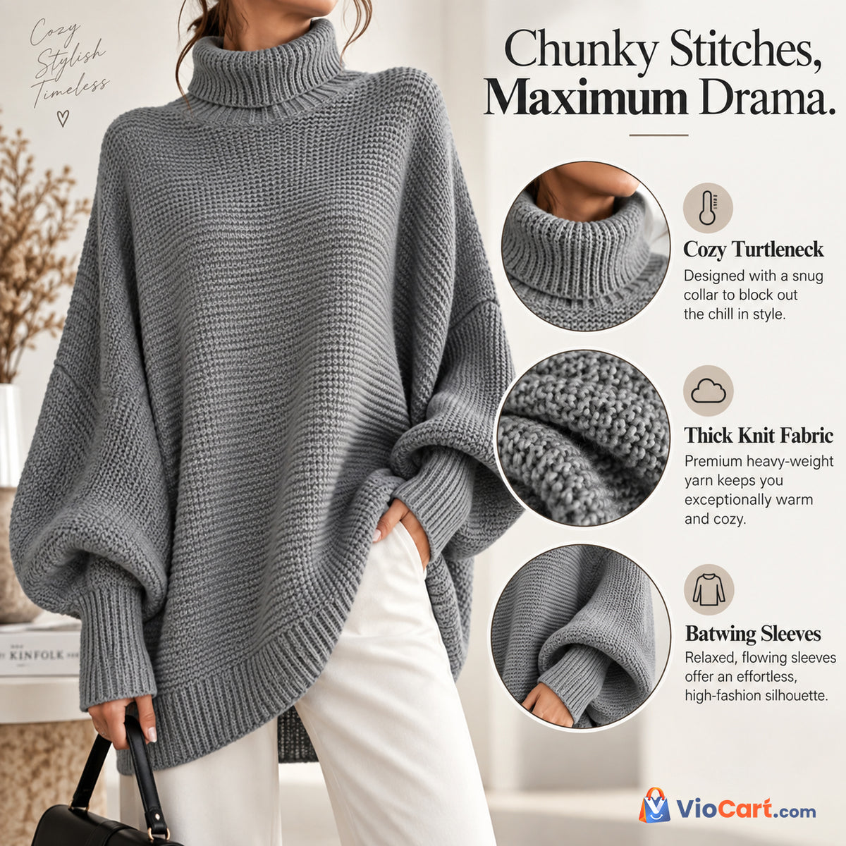 Women's Relaxed-Fit Knit Pullover Sweater — product features