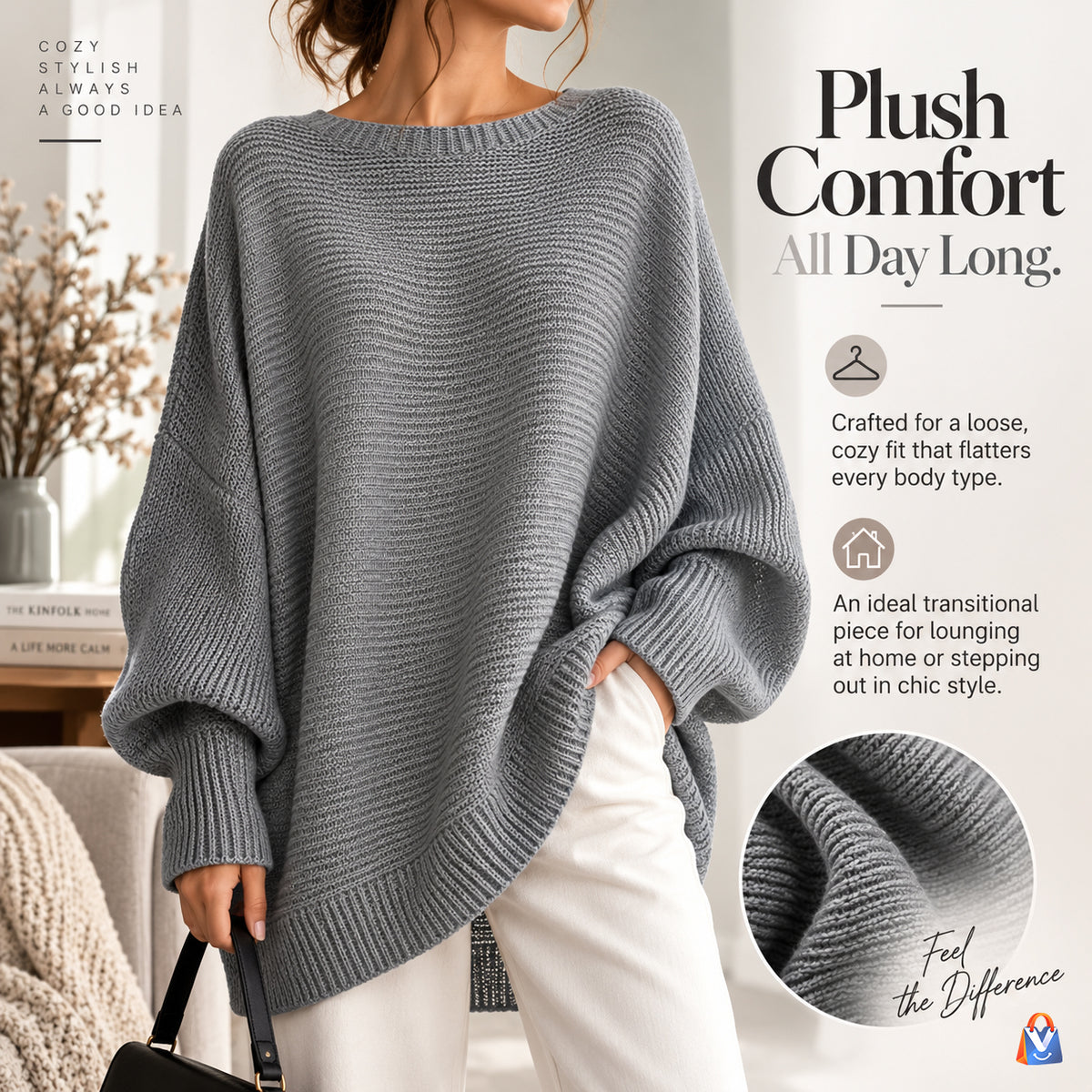 Women's Relaxed-Fit Knit Pullover Sweater — product details