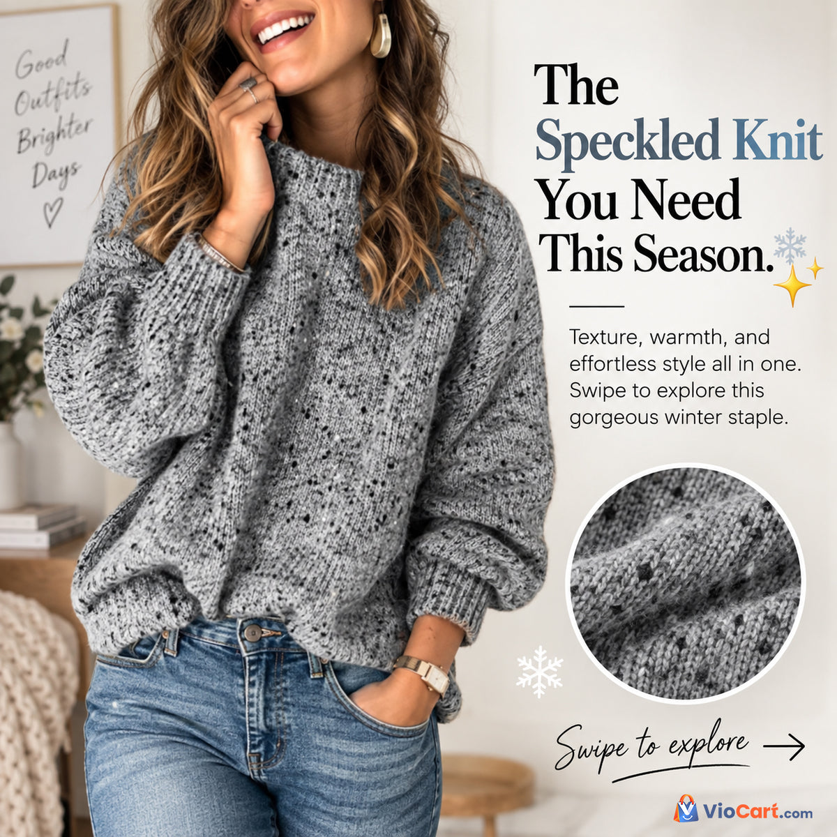 Women's Polka Dot Winter Knit Sweater — product styling