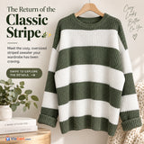 Women's Loose Striped Knit Sweater — product styling