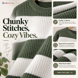 Women's Loose Striped Knit Sweater — product features