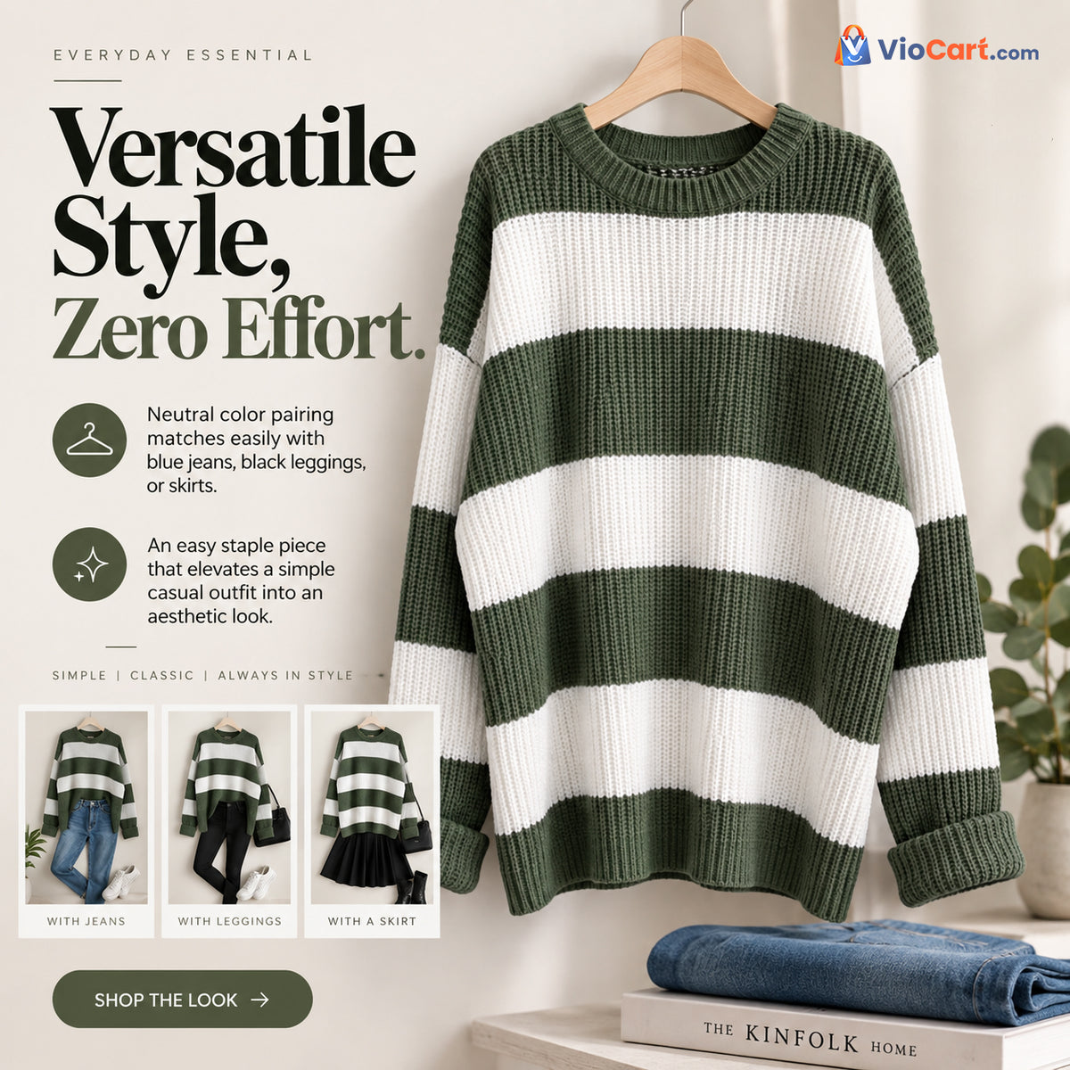 Women's Loose Striped Knit Sweater — product details