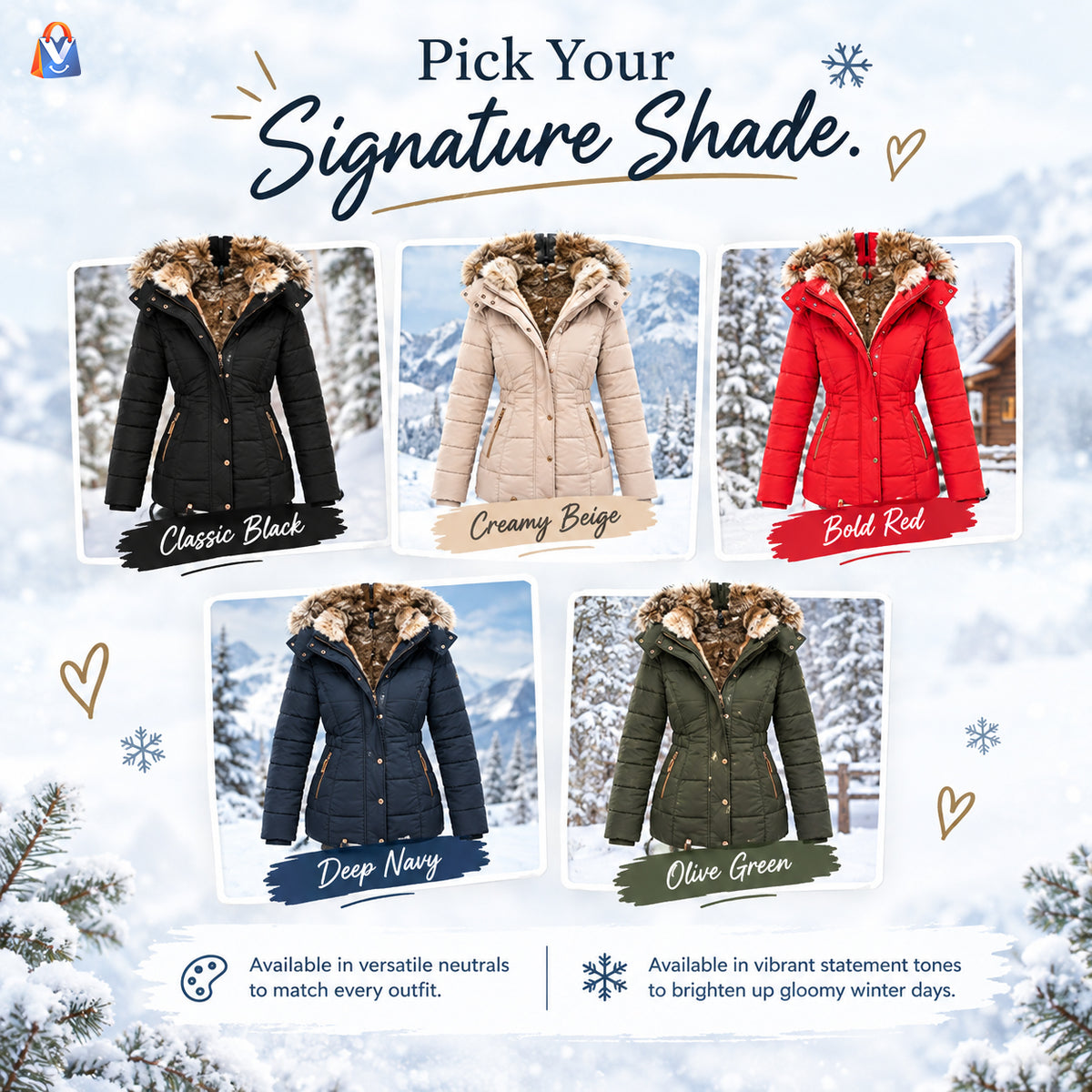 Fur Collar Slim-Fit Winter Coat — product details