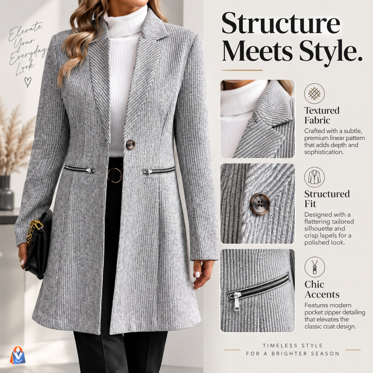Women's Zip-Up Wool Jacket — product features