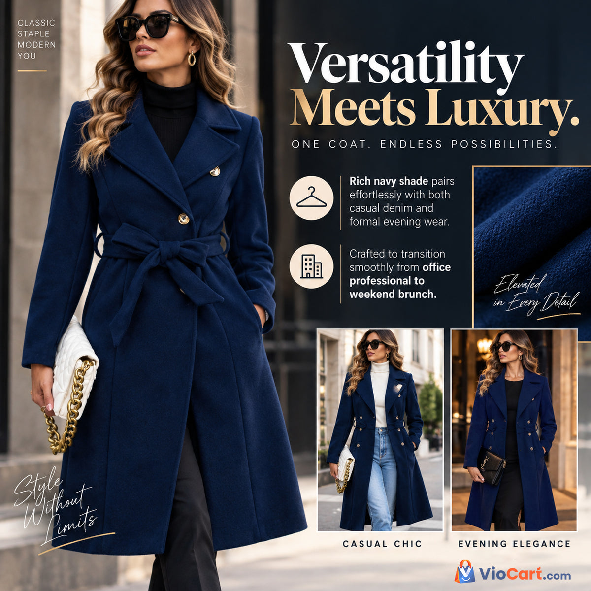 Women's Belted Mid-Length Fall Coat — product details