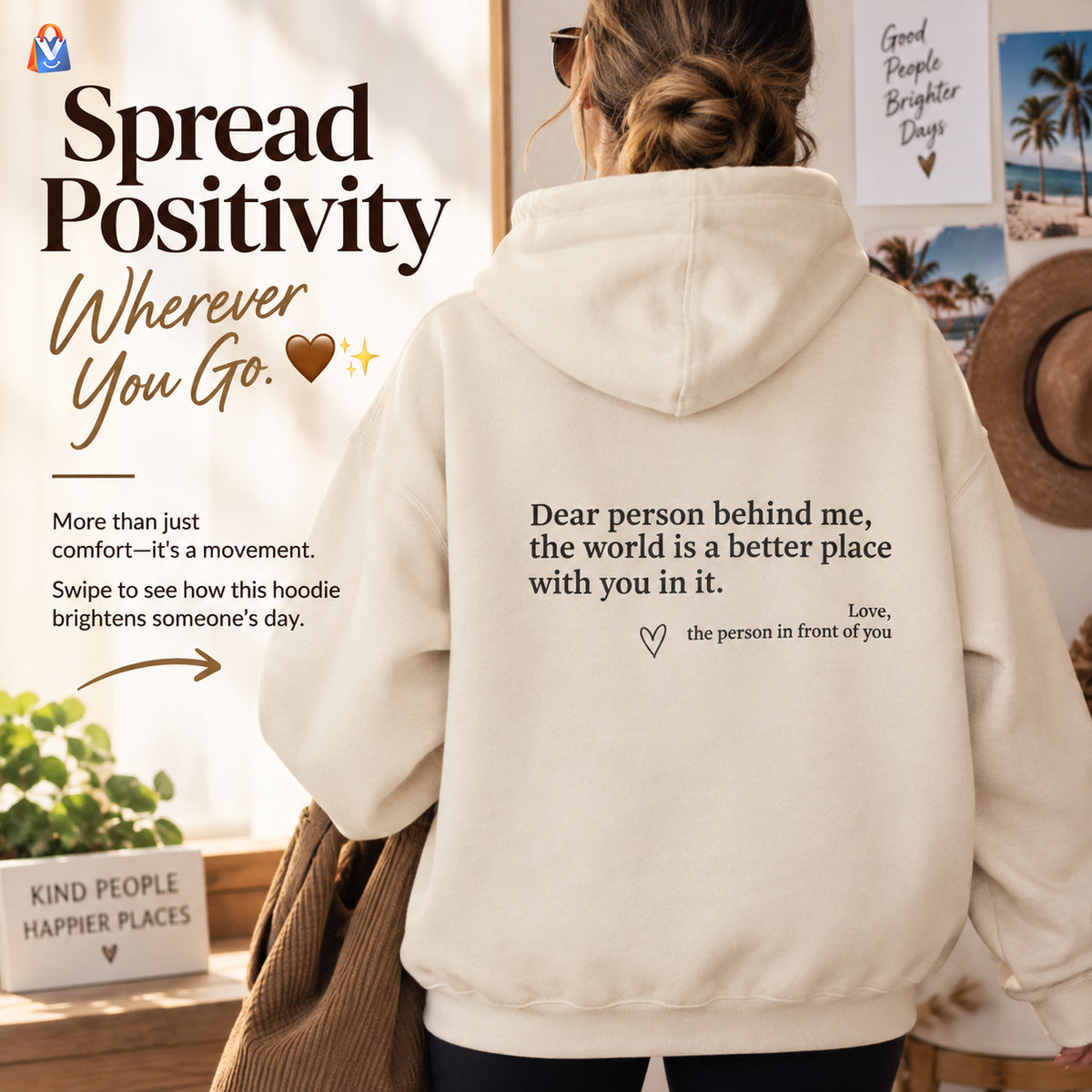 Positive Message Graphic Pullover Hoodie — product styling