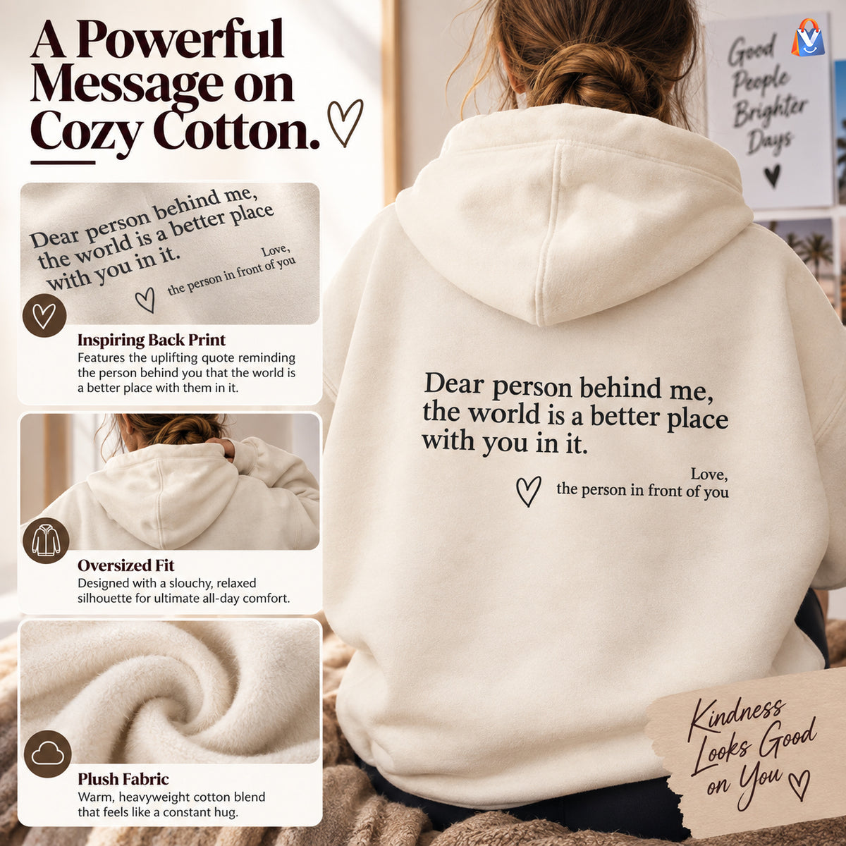 Positive Message Graphic Pullover Hoodie — product features