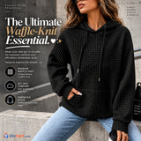 Plaid Pocket Long-Sleeve Hoodie — product styling