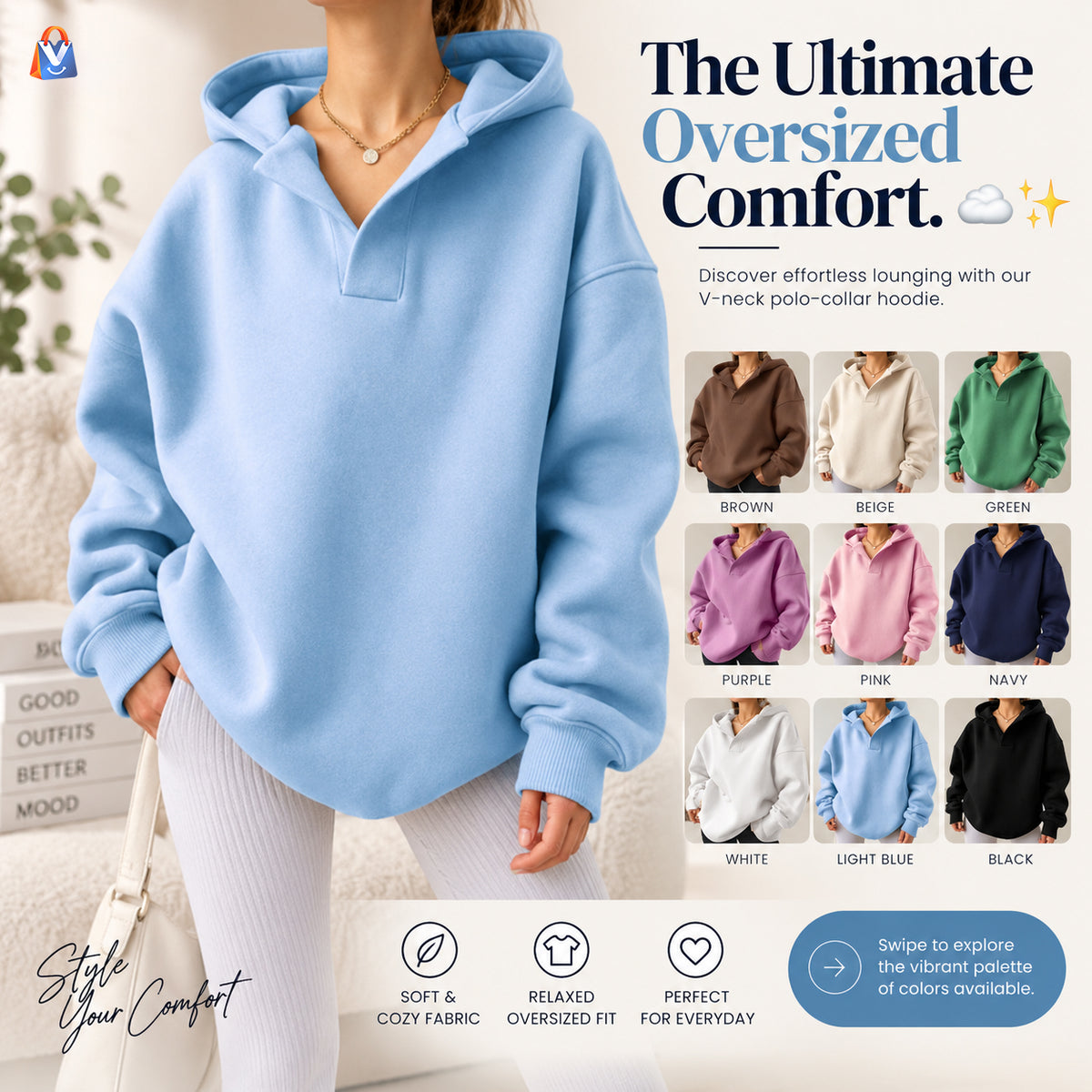 Women's Loose-Fit Pullover Hoodie — product styling