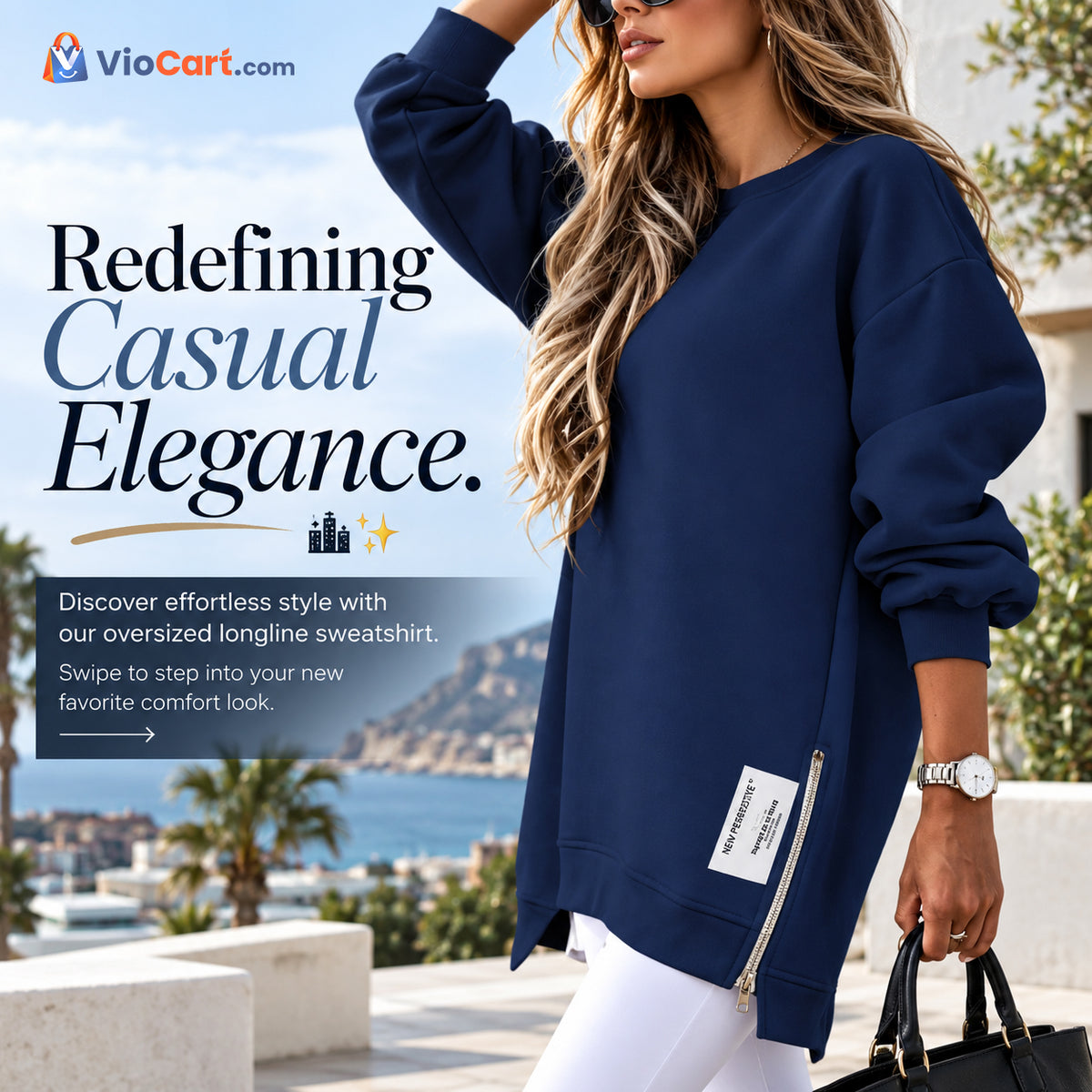 Zip Neck Sweatshirt Dress — product styling