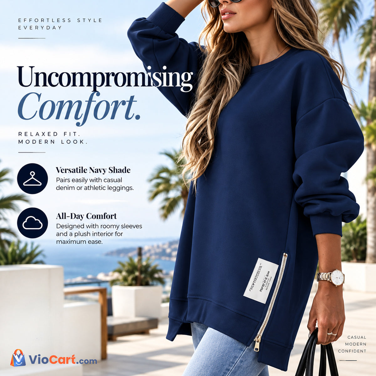 Zip Neck Sweatshirt Dress — product details