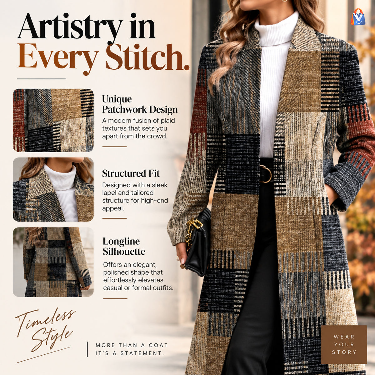 Printed Mid-Length Trench Coat — product features