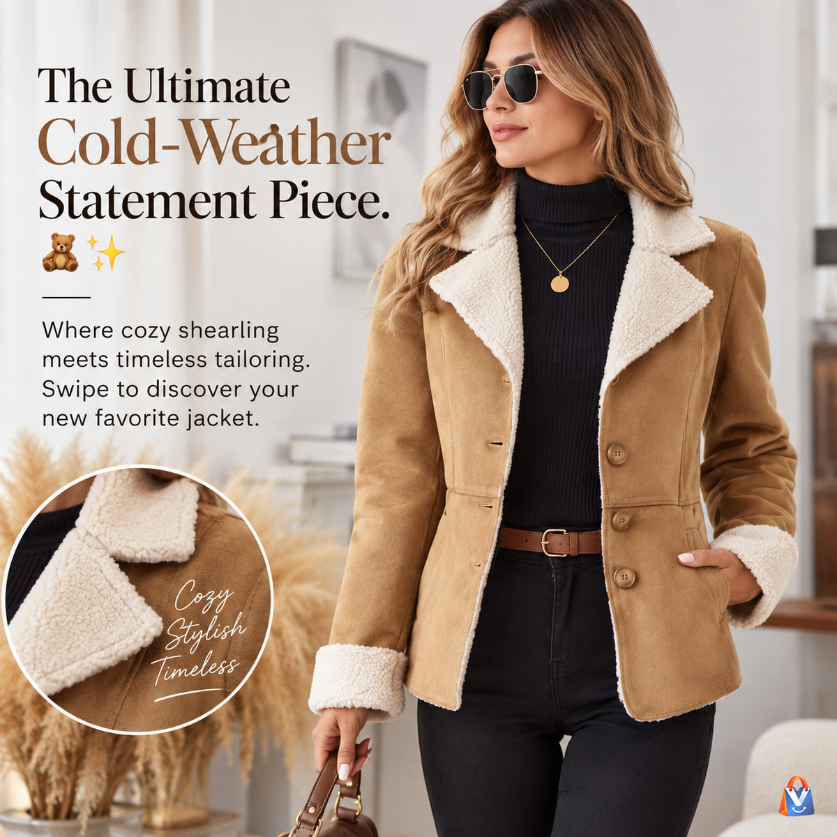 Warm Fur Lapel Jacket — product styling