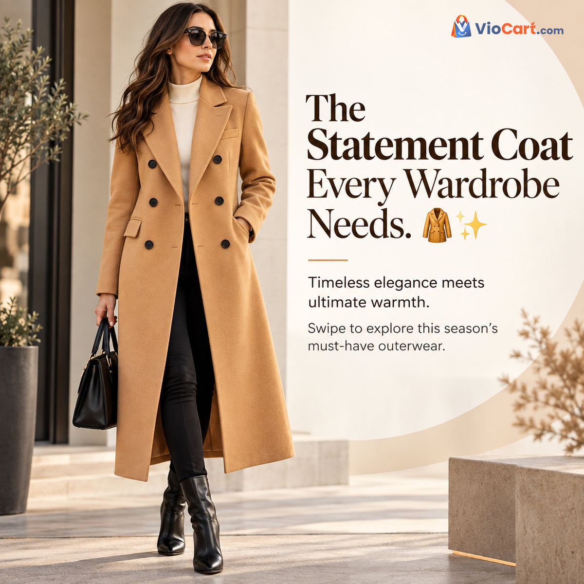 Women's Slim Double-Breasted Winter Coat — product styling