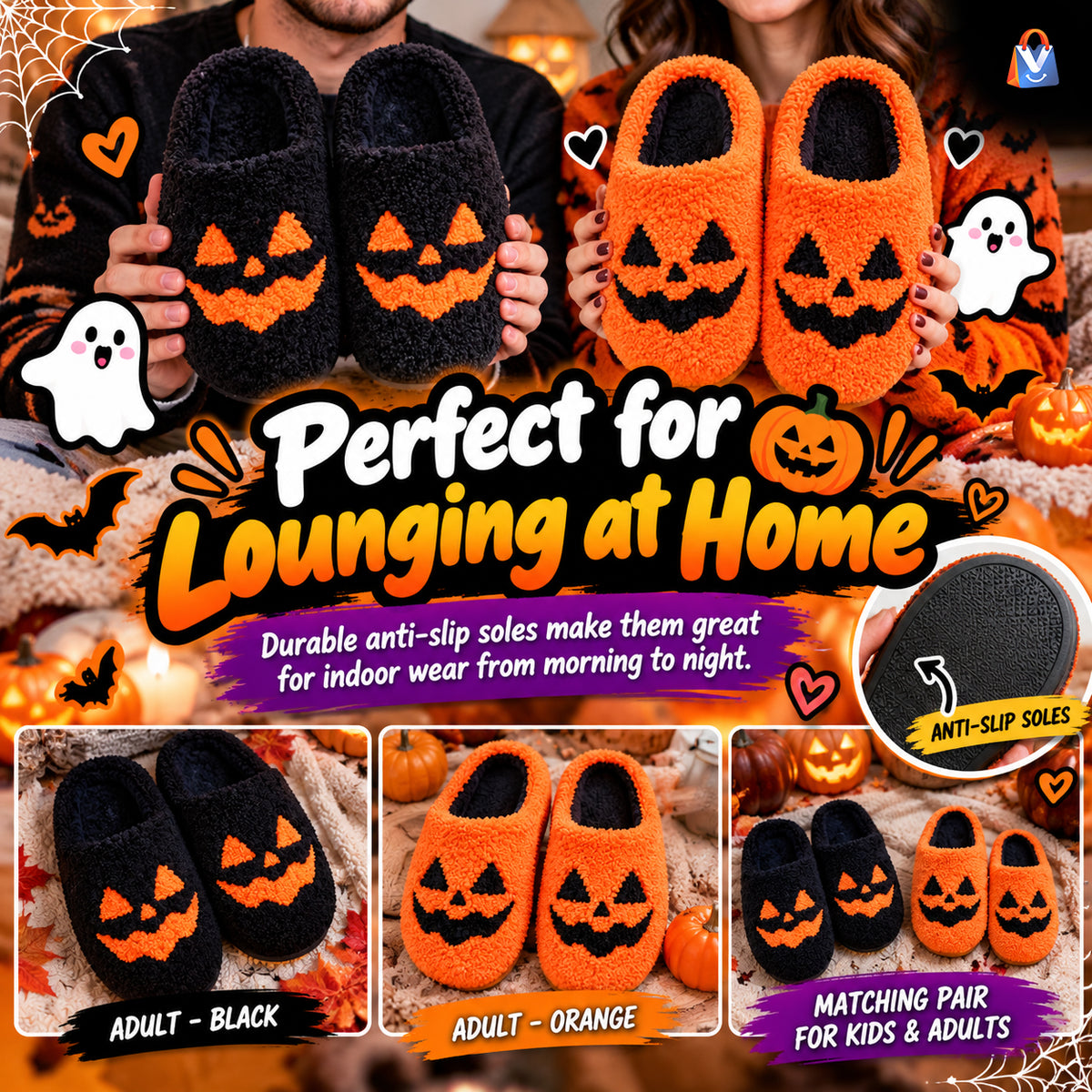 Cozy Halloween Indoor Slippers — product features