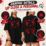 Women's Oversized Halloween Horror T-Shirt — product styling