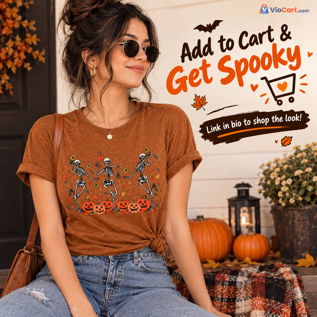 Women's Dancing Skeleton Halloween T-Shirt — product details