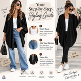 Black cardigan styling guide with denim and leggings